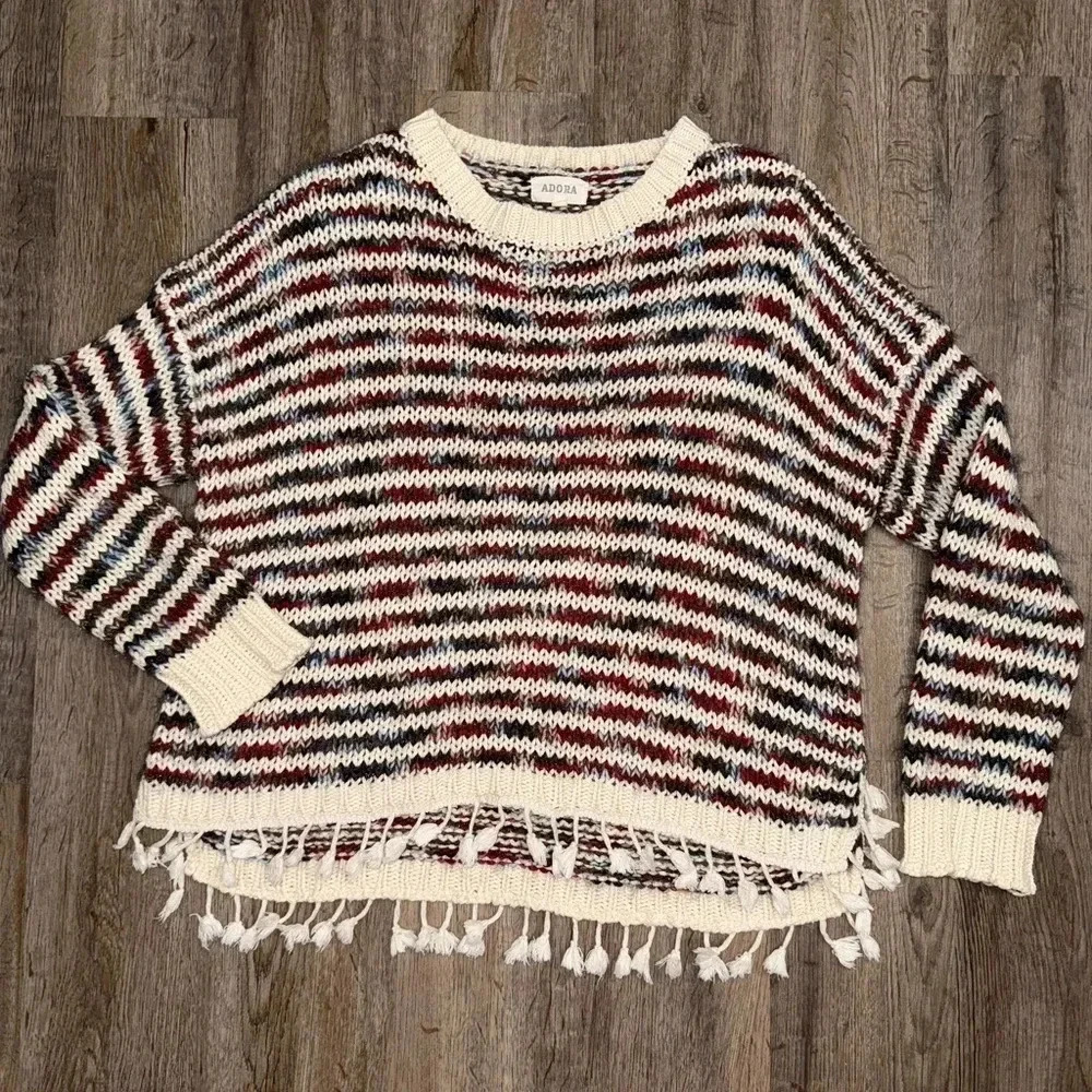Adora • Striped Tassel Fringe Sweater